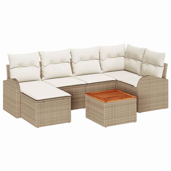 vidaXL Ensemble de canapé de jardin 7 pcs Beige et blanc