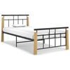 vidaXL Cadre de lit sans matelas m&eacute;tal bois de ch&ecirc;ne massif 90x200 cm