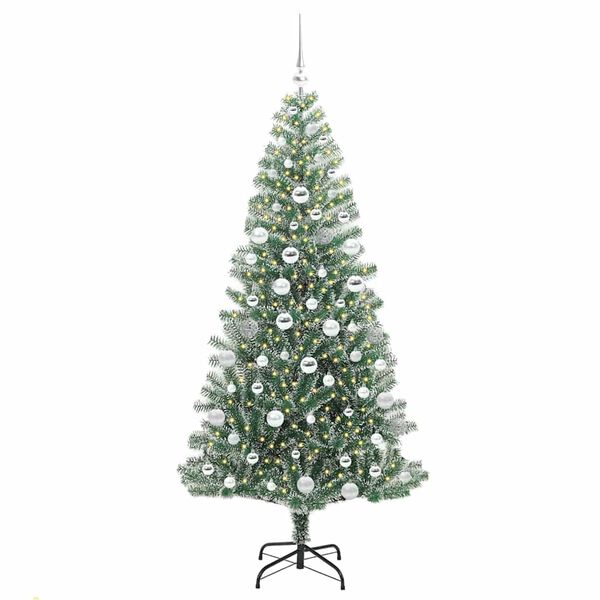 vidaXL Arbre de No&euml;l artificiel floconn&eacute; de neige avec lumi&egrave;re LED