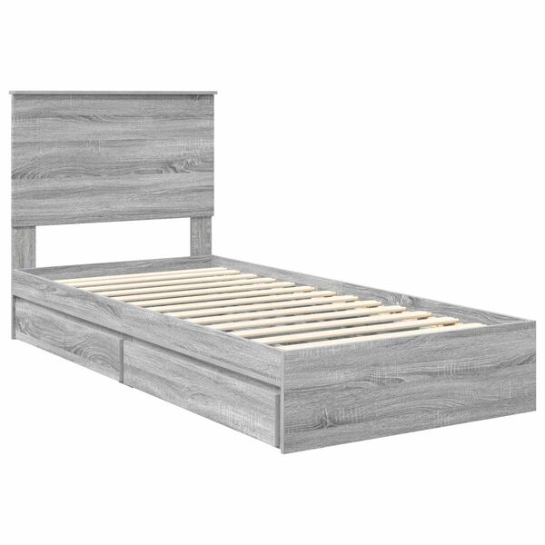 vidaXL Lit de Rangement Gris Sonoma 75 x 190 cm Bois d'ing&eacute;nierie