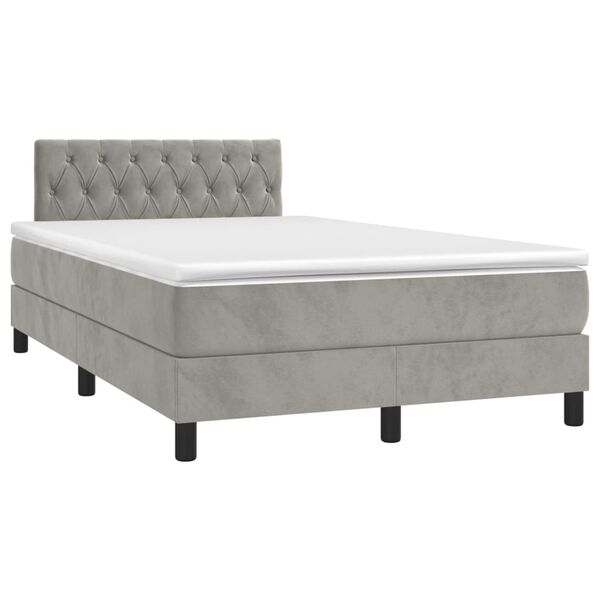 vidaXL Sommier &agrave; lattes de lit et matelas Gris clair 120x200cm Velours