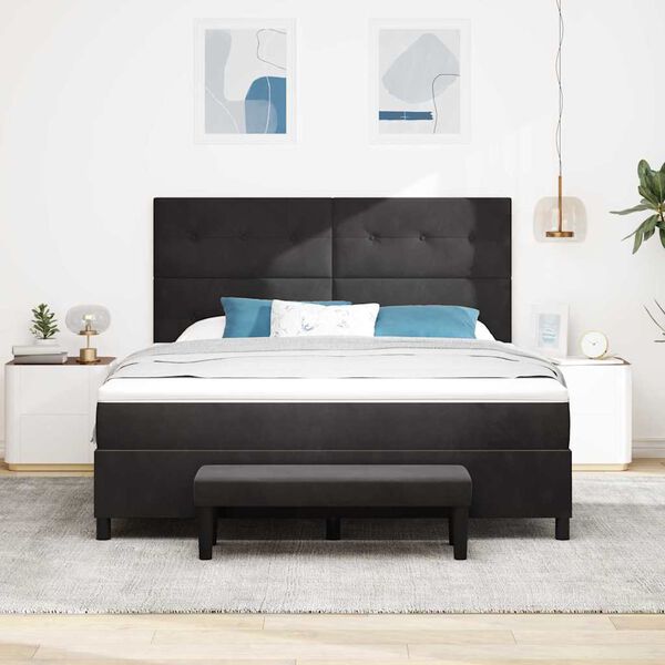 vidaXL Lit &agrave; ressorts avec matelas Noir 180 x 200 cm Velours