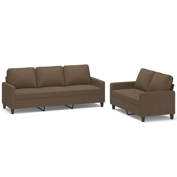 vidaXL Ensemble de canap&eacute;s 2 pcs avec coussins Marron Tissu