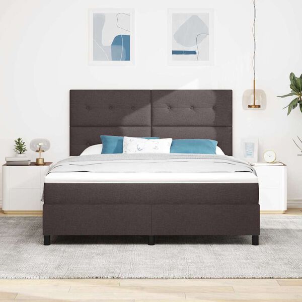 vidaXL Lit &agrave; ressorts avec matelas Marron fonc&eacute; 180 x 200 cm tissu