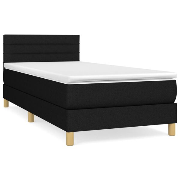 vidaXL Sommier &agrave; lattes de lit avec matelas Noir 90x200 cm Tissu