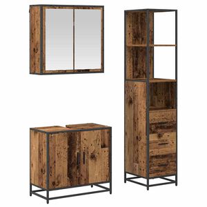 vidaXL Ensemble de mobilier de salle de bain 3 pcs Bois Ancien