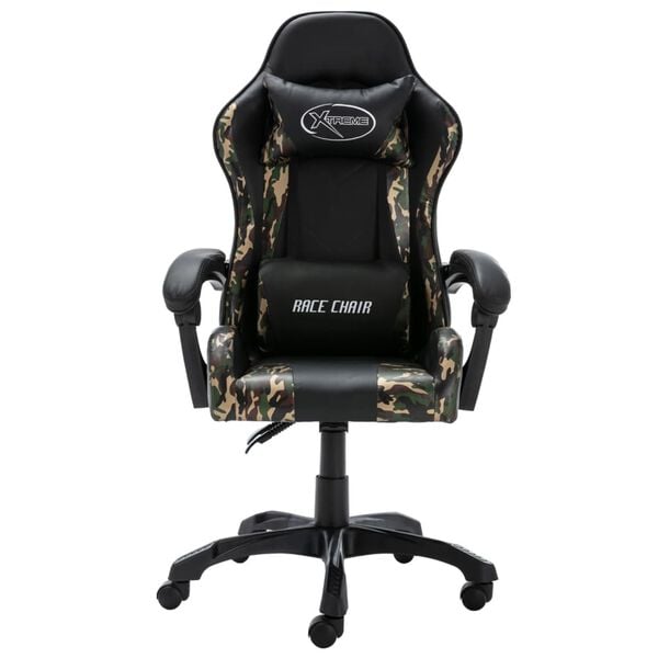 vidaXL Fauteuil de jeux vidéo Noir et camouflage Similicuir