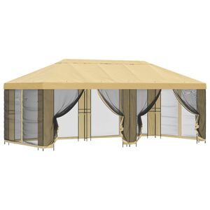 vidaXL Gazebo avec murs lat&eacute;raux 6 x 3 m Cr&egrave;me Polyester et Acier 190