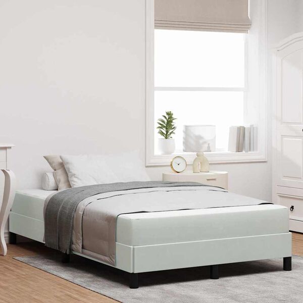 vidaXL Lit &agrave; ressorts avec matelas Gris clair 120 x 210 cm tissu