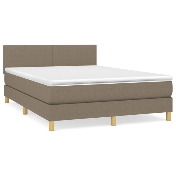 vidaXL Sommier &agrave; lattes de lit avec matelas Taupe 140x190 cm Tissu