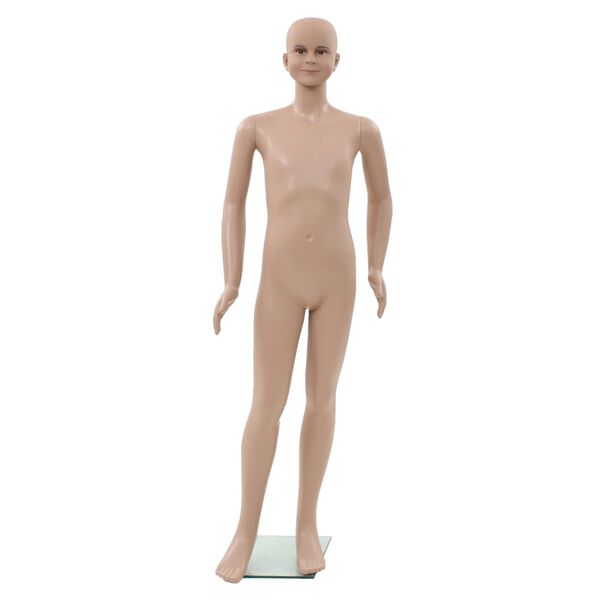 vidaXL Mannequin enfant corps complet avec base verre Beige 140 cm