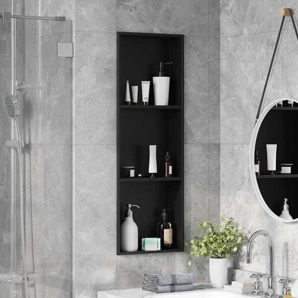 vidaXL Niche de Douche Noir 90 x 30 x 9,5 cm Acier inoxydable