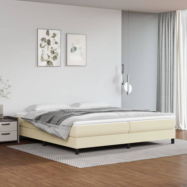vidaXL Sommier &agrave; lattes de lit avec matelas Cr&egrave;me 200x200cm Similicuir