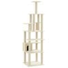 vidaXL Arbre &agrave; chat avec griffoirs en sisal Cr&egrave;me 183 cm