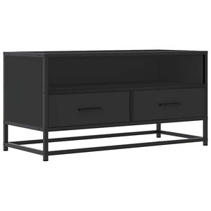 vidaXL Meuble TV noir 80x34,5x40 cm bois d'ing&eacute;nierie et m&eacute;tal