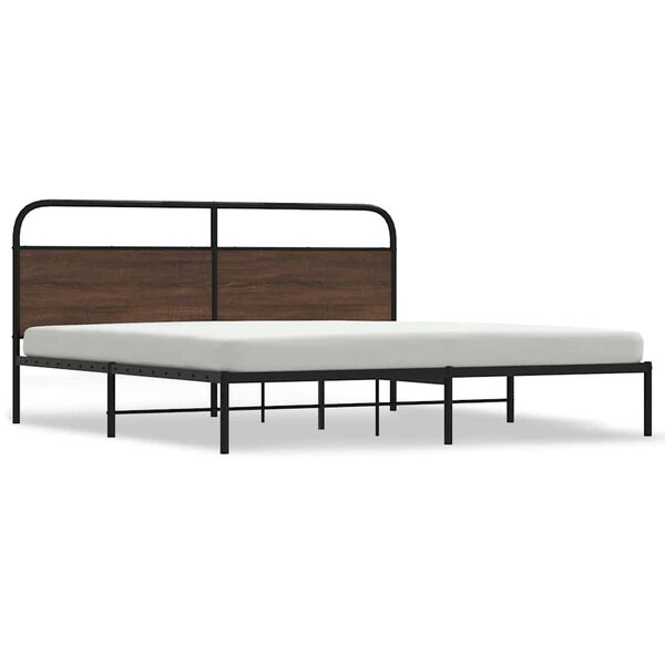vidaXL Cadre de lit en m&eacute;tal sans matelas ch&ecirc;ne marron 200x200 cm