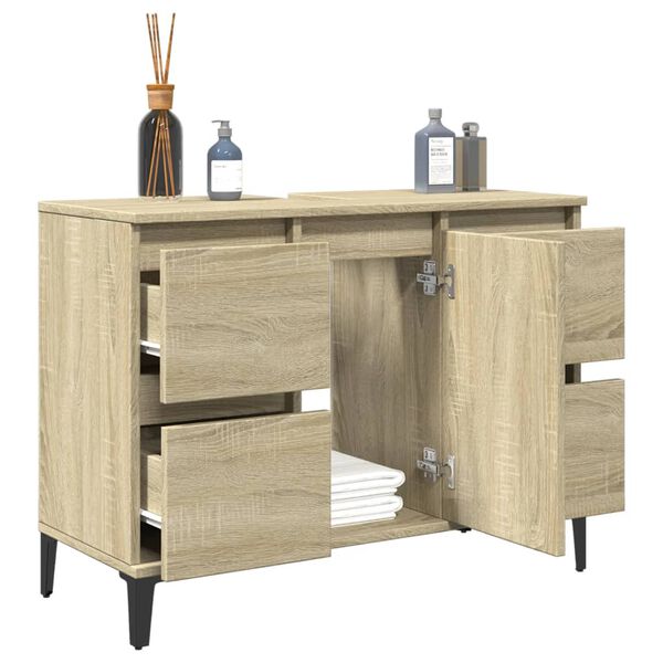 vidaXL Meuble d'évier chêne sonoma 80x33x60 cm bois d'ingénierie