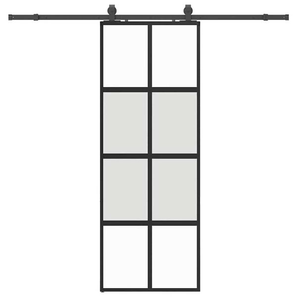 vidaXL Porte coulissante kit quincaillerie noir 76x205 cm verre tremp&eacute;