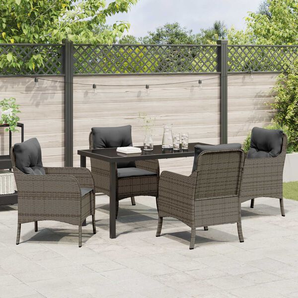 vidaXL Ensemble de salle &agrave; manger pour jardin 5 pcs Gris polyrotin