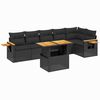 vidaXL Salon de jardin 7 pcs avec coussins noir r&eacute;sine tress&eacute;e