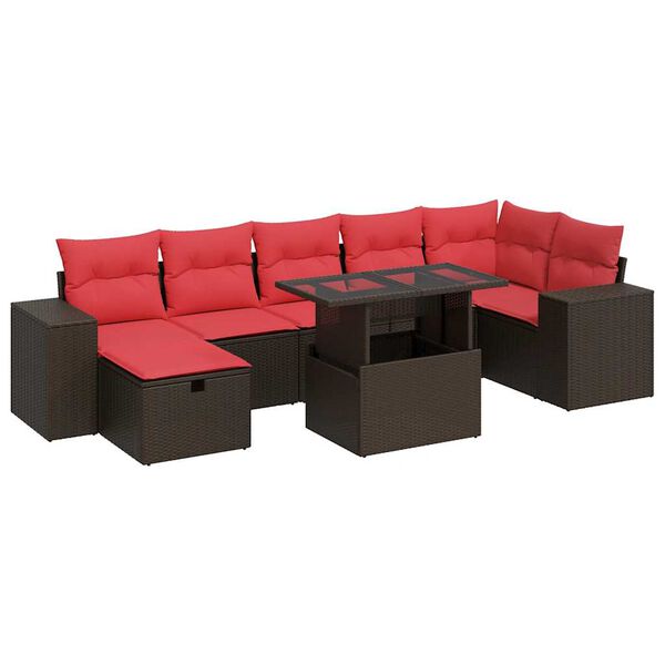 vidaXL Salon de jardin avec coussins 8 pcs noir r&eacute;sine tress&eacute;e acacia