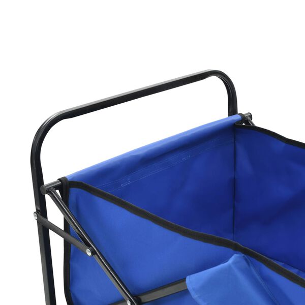 vidaXL Chariot &agrave; main pliable Acier Bleu