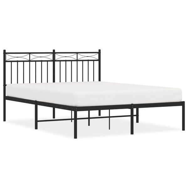 vidaXL Cadre de lit m&eacute;tal sans matelas avec t&ecirc;te de lit noir 140x190cm