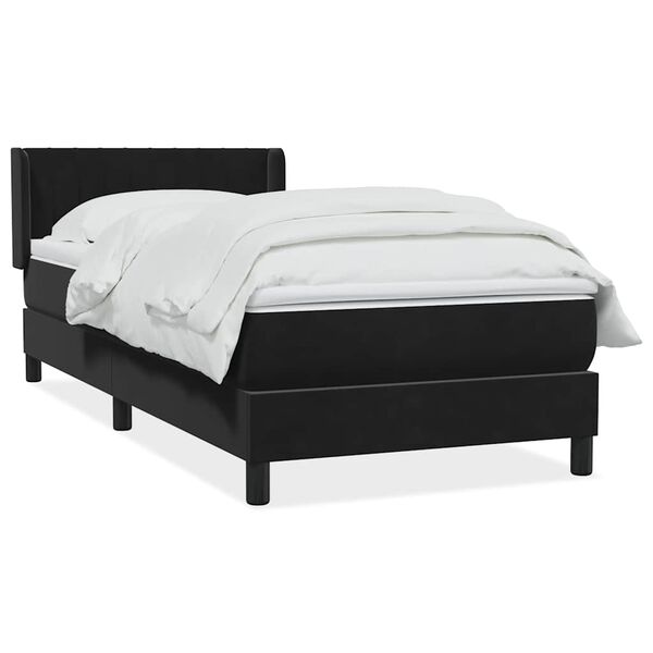 vidaXL Sommier &agrave; lattes de lit avec matelas noir 90x210 cm velours