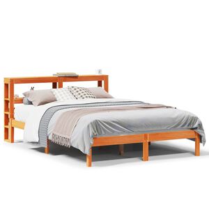 vidaXL Cadre de lit et t&ecirc;te de lit sans matelas cire marron 160x200 cm