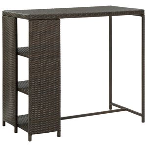 vidaXL Table de bar avec rangement Marron 120x60x110 cm R&eacute;sine tress&eacute;e