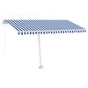 vidaXL Auvent manuel r&eacute;tractable sur pied 400x300 cm Bleu et blanc
