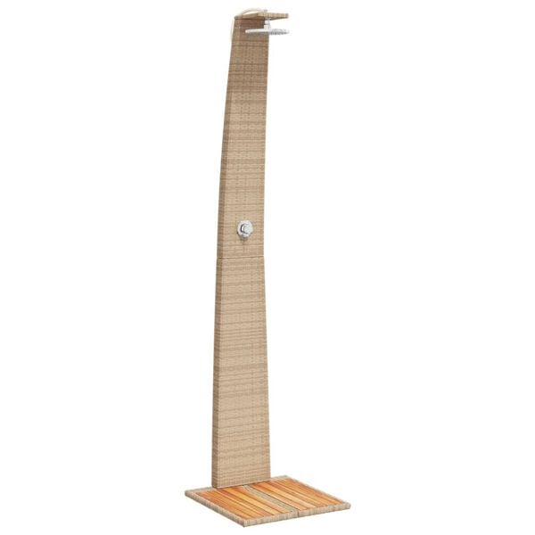 vidaXL Douche d'extérieur beige 55x60x224cm résine tressée bois acacia