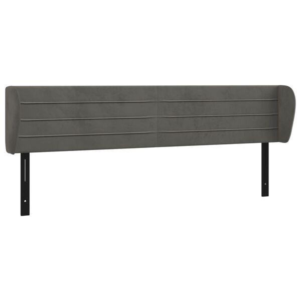 vidaXL T&ecirc;te de lit avec oreilles gris fonc&eacute; 203x23x78/88 cm velours