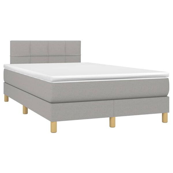vidaXL Sommier &agrave; lattes de lit et matelas gris clair 120x190 cm tissu