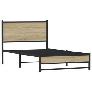 vidaXL Cadre de lit en m&eacute;tal sans matelas ch&ecirc;ne sonoma 100x200 cm