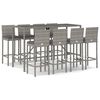 vidaXL Ensemble de bar de jardin 9 pcs avec coussins gris poly rotin
