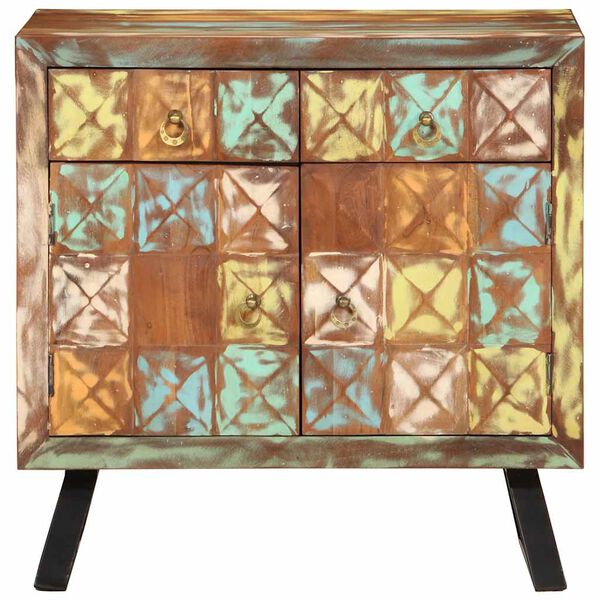 vidaXL Armoire à tiroir multicolore 70x35x70 cm bois de récupération