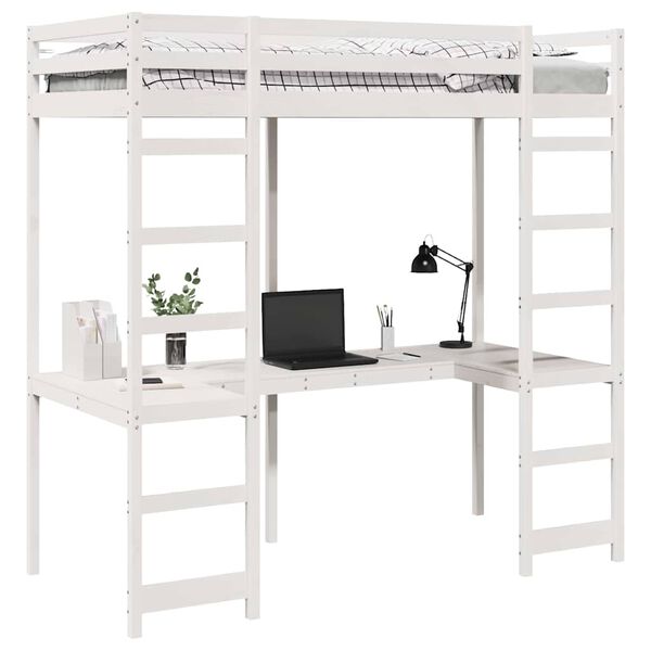 vidaXL Cadre de lit mezzanine Blanc 80 x 200 cm Pin massif