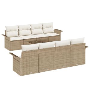 vidaXL Ensemble de canap&eacute; de jardin 9 pc Beige polyrotin