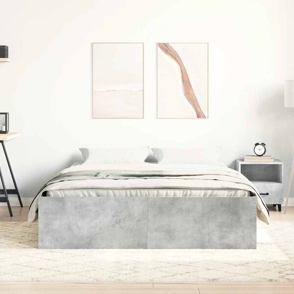 vidaXL Cadre de lit sans matelas gris b&eacute;ton 135x190 cm