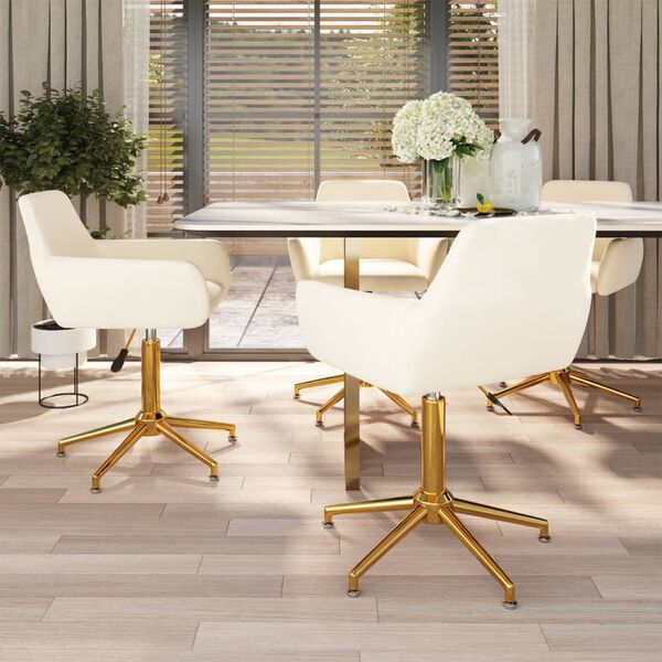 vidaXL Chaises &agrave; manger pivotantes lot de 4 Cr&egrave;me Velours