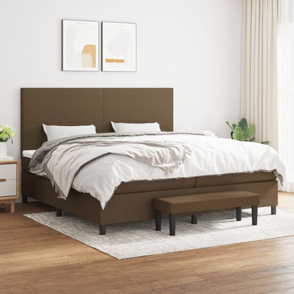 vidaXL Sommier &agrave; lattes de lit avec matelas Marron fonc&eacute; 200x200 cm