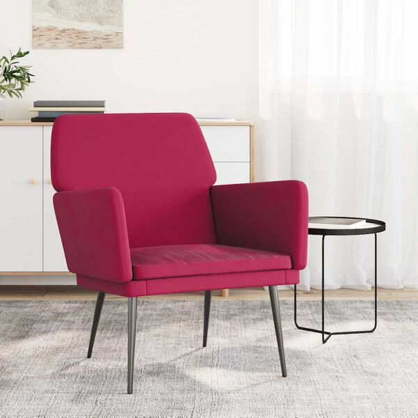 vidaXL Fauteuil Rouge bordeaux 62x79x79 cm Velours
