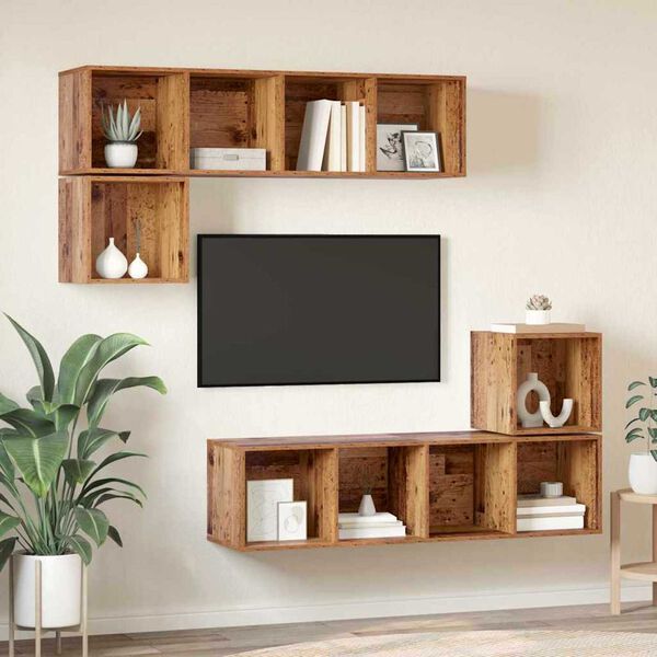 vidaXL Ensemble meuble TV 4 pcs Bois Ancien Bois d'ing&eacute;nierie