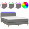 vidaXL Sommier &agrave; lattes de lit et matelas et LED Gris fonc&eacute; 140x200 cm