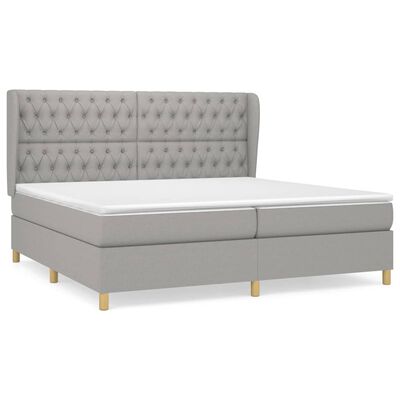 vidaXL Sommier à lattes de lit avec matelas Gris clair 200x200cm Tissu