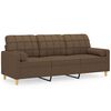 vidaXL Canap&eacute; 3 places avec oreillers d&eacute;coratifs marron 180 cm tissu