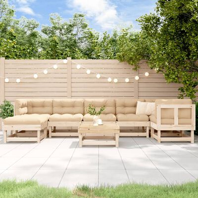 vidaXL Salon de jardin 8 pcs avec coussins bois massif