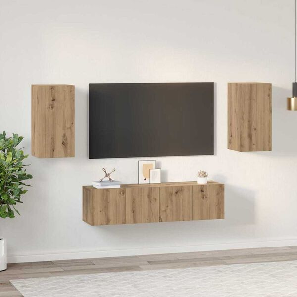 vidaXL Ensemble meuble TV 4 pcs ch&ecirc;ne artisanal 30.5 x 30 x 60 cm