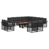 vidaXL Ensemble de canap&eacute; de jardin 14 pc Noir et Gris fonc&eacute; polyrotin